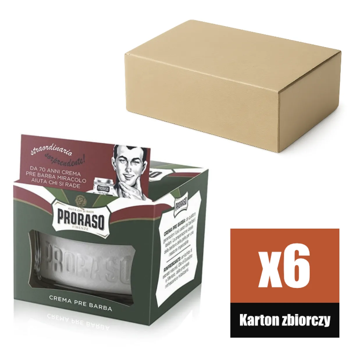 Proraso - Refreshing, linia Zielona - Krem przed goleniem KARTON 6x100ml