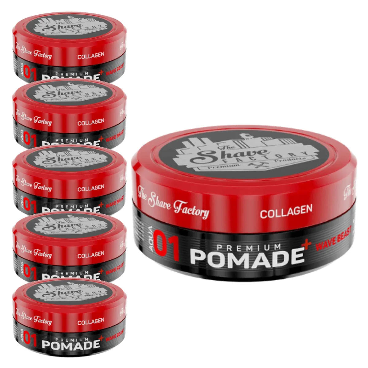 The Shave Factory - Premium Pomade Wave Beast 01 - Pomada do włosów - Pakiet 6x150ml