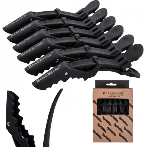 BlaCKomB - Carbon Clips - Klipsy, klamry do włosów, krokodylki karbonowe 6szt.