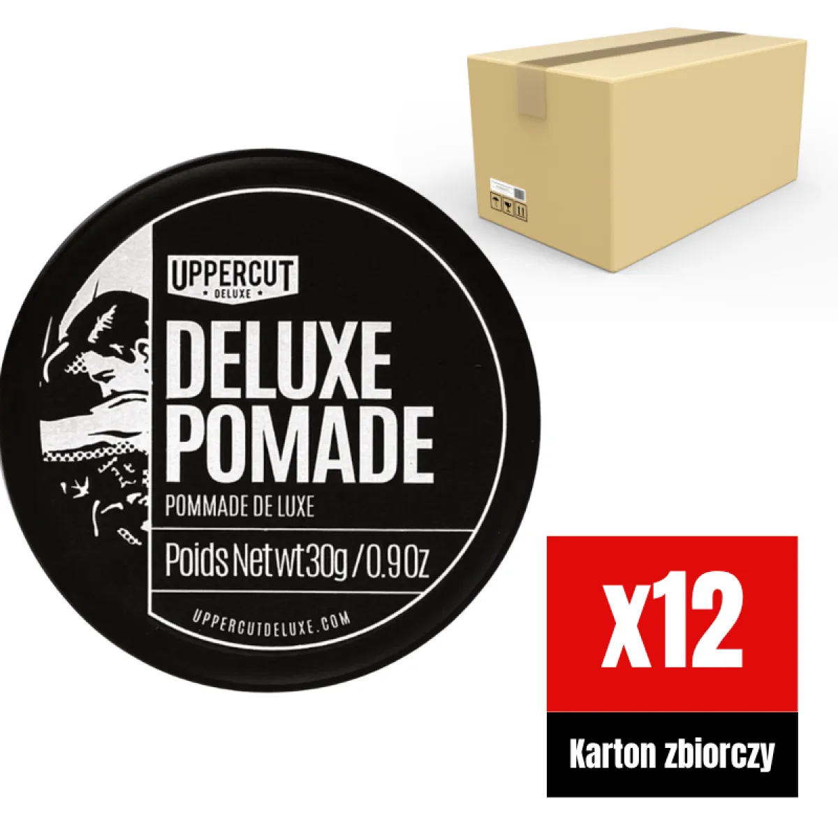 Uppercut Deluxe - Deluxe Pomade - Wodna pomada do włosów KARTON 12x30g