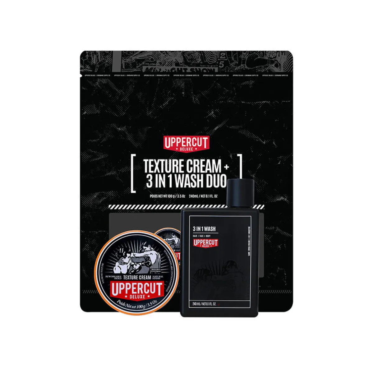 Uppercut Deluxe Zestaw prezentowy pomada Texture Cream 100g + Szampon, żel 3 w 1 - 240ml