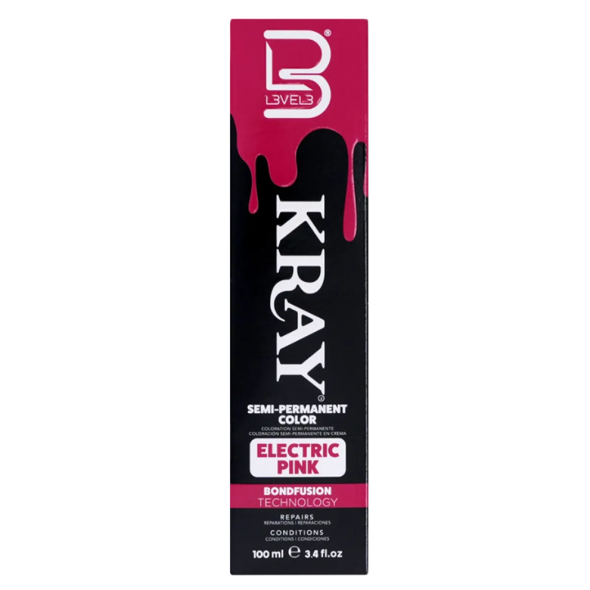 L3VEL3 / LV3 - Kray Color Electric Pink - Półtrwała farba w kolorze różowym 100ml
