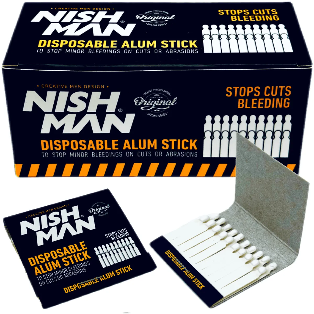 Nishman - Alum Sticks - Ałun w zapałkach, patyczkach do skaleczeń podczas golenia - Zestaw 480szt.