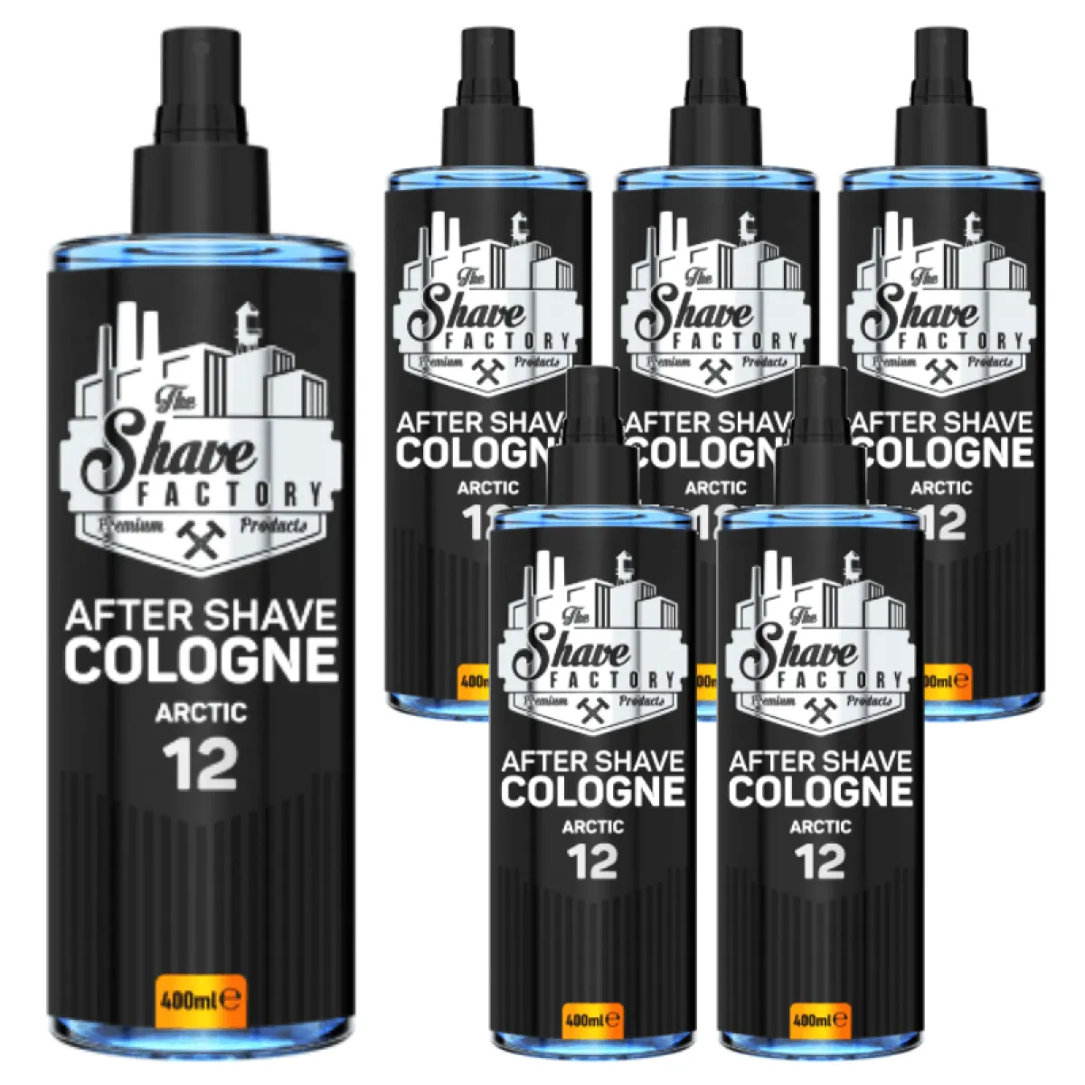 The Shave Factory - Arctic 12 After Shave Cologne Spray - Perfumowana Woda Kolońska po Goleniu - Pakiet 6x400ml