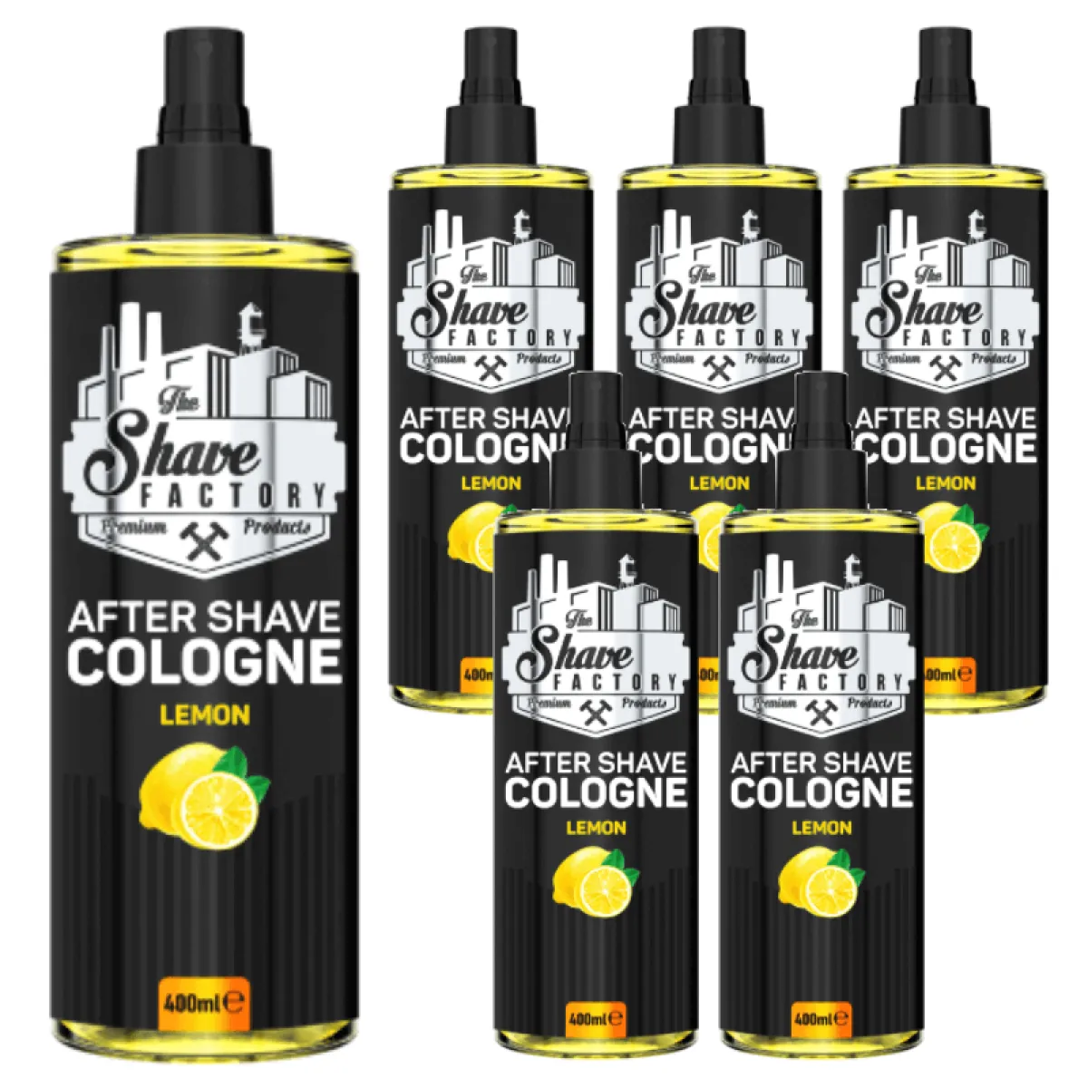 The Shave Factory - Lemon 13 After Shave Cologne Spray - Perfumowana Woda Kolońska po Goleniu - Pakiet 6x400ml