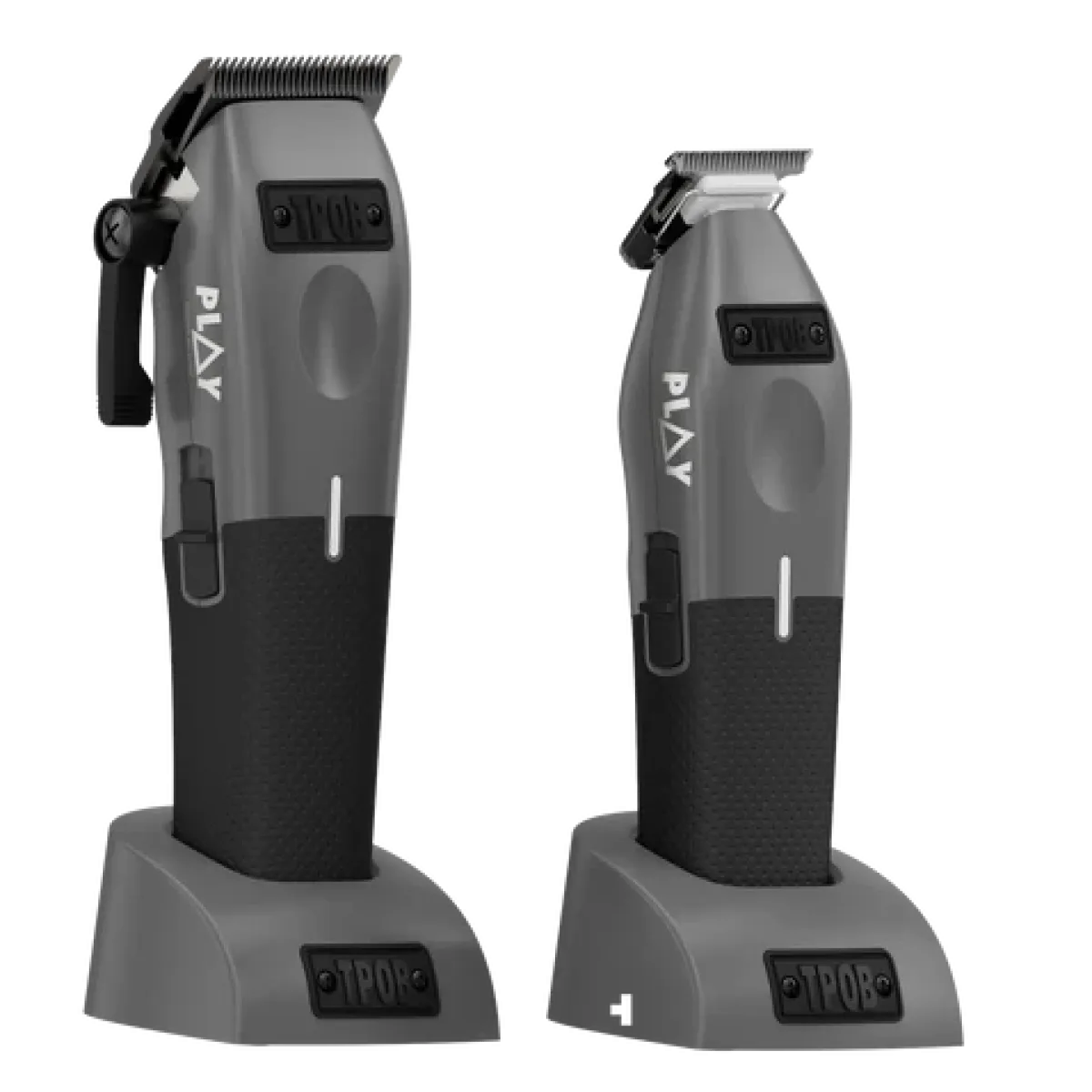 TPOB - Play Gun Metal Grey Bundle (Clipper & Trimmer) - Zestaw barberski, Gun Metal Grey