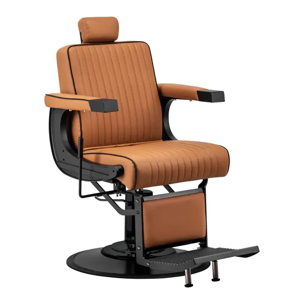 Fotel barberski Gabbiano Visionerio jasnobrązowy z czarną podstawą