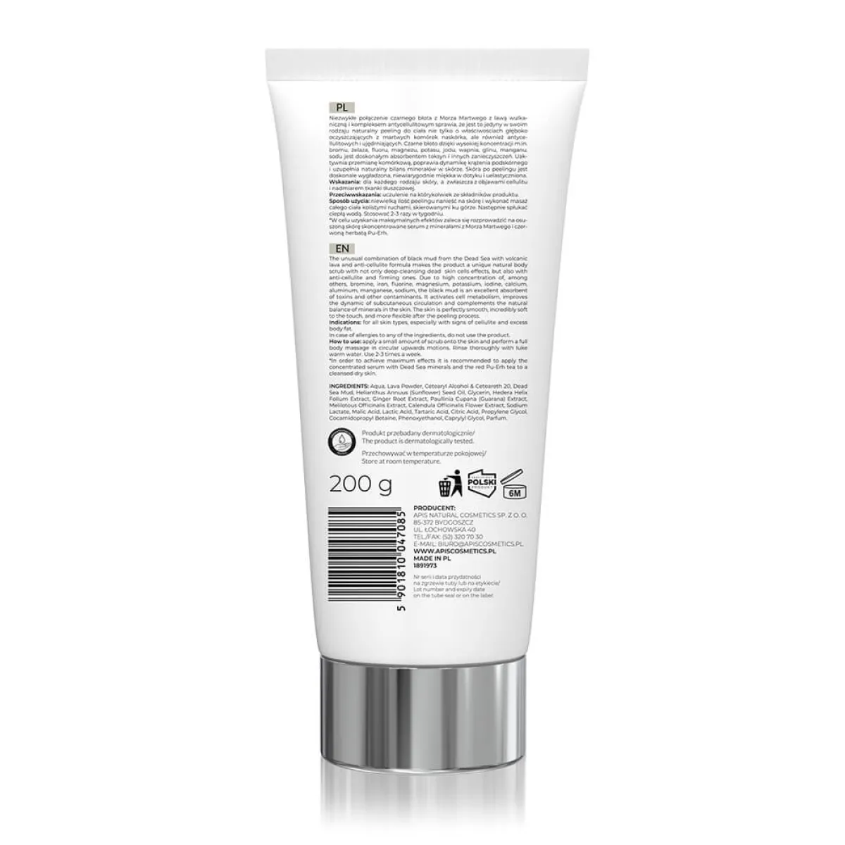 Apis - Inspiration - Mineralny, Antycellulitowy Peeling Do Ciała z Czarnym Błotem 200ml