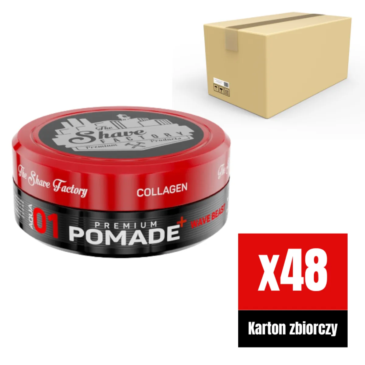 The Shave Factory - Premium Pomade Wave Beast 01 - Pomada do włosów KARTON 48x150ml