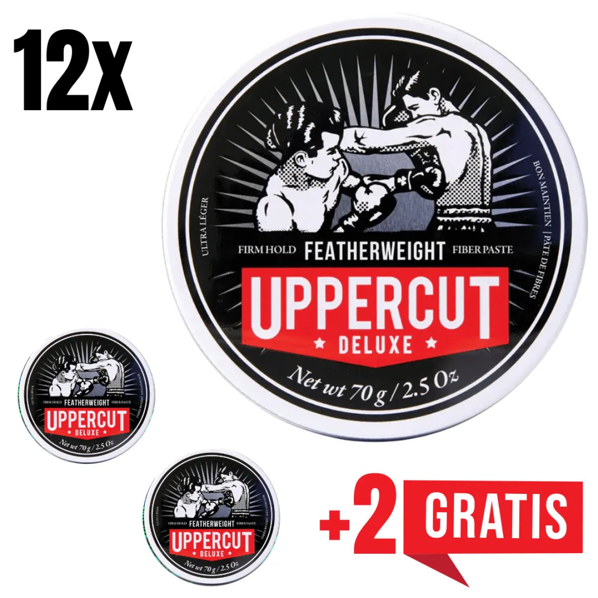 Uppercut Deluxe - Featherweight - Pomada, pasta do włosów 70g ZESTAW 12+2