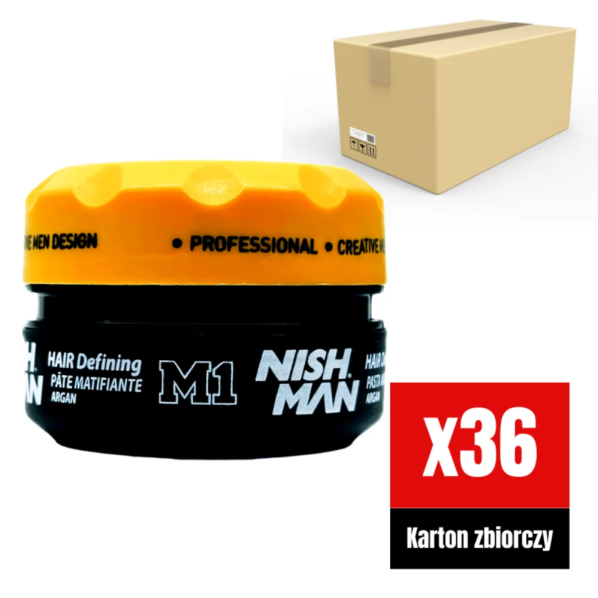 Nishman - M1 Matte Defining Argan Paste - Pomada do włosów KARTON 36x100ml