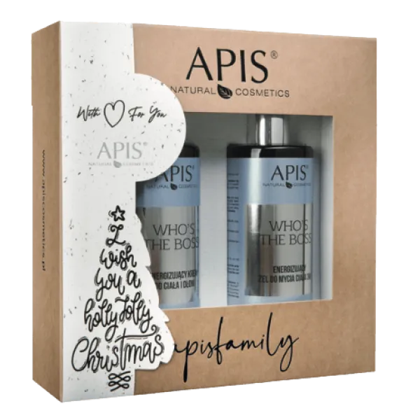 Apis - Who's the boss - Energizujący żel do mycia 300ml, Krem do dłoni i ciała 300ml - Zestaw Świąteczny