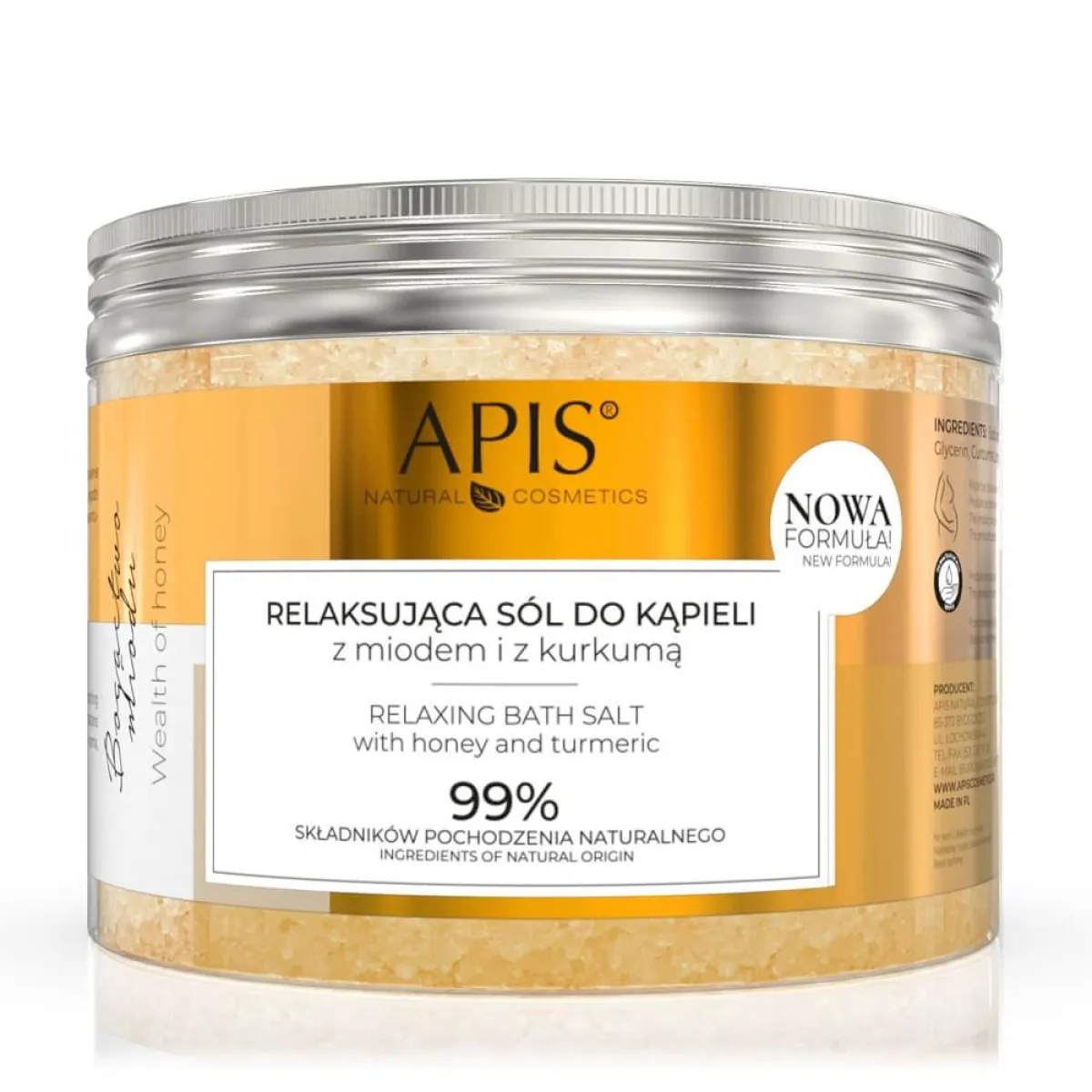 Apis - Bogactwo Miodu - Relaksująca sól do kąpieli z miodem i kurkumą 650g