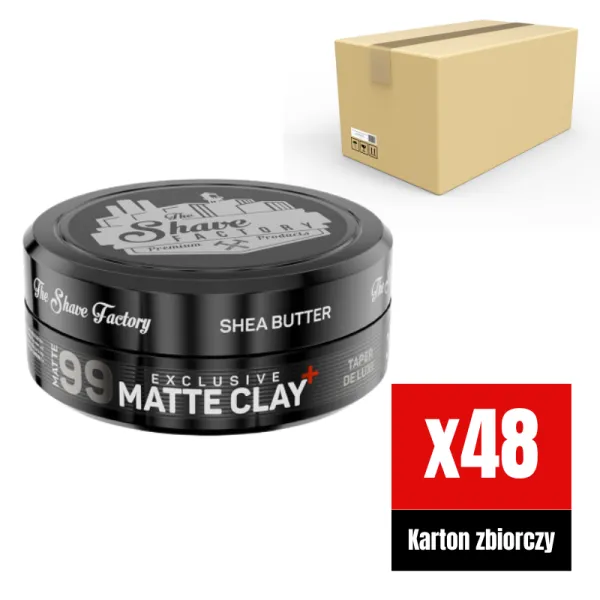 The Shave Factory - Exclusive Matte Clay Taper De Luxe 99 - Matowa glinka do włosów KARTON 48x150ml