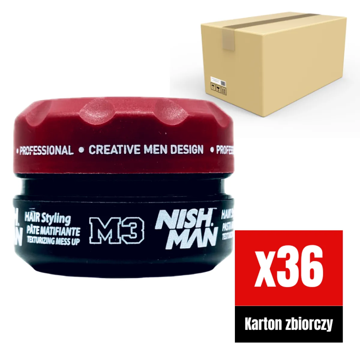 Nishman - M3 Matte Texturizing Mess Up - Pomada do włosów KARTON 36x100ml