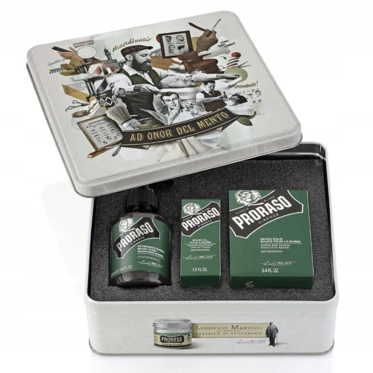 Proraso - Refreshing - Beard Kit, Zestaw do pielęgnacji brody, na prezent w metalowej puszce