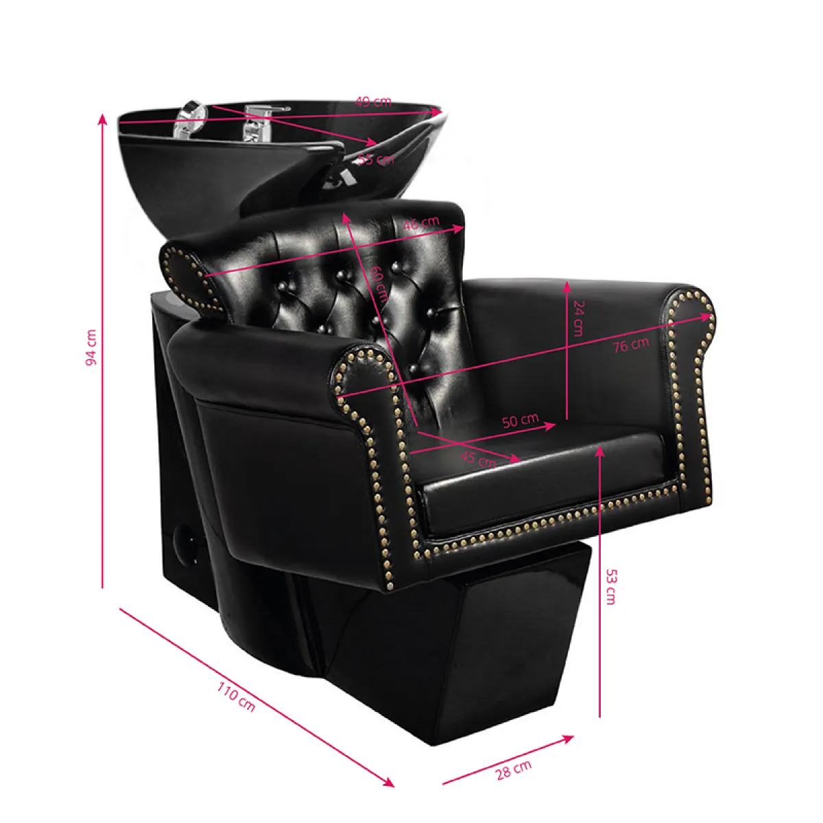 Myjnia fryzjerska Gabbiano Berlin czarna z czarną misą