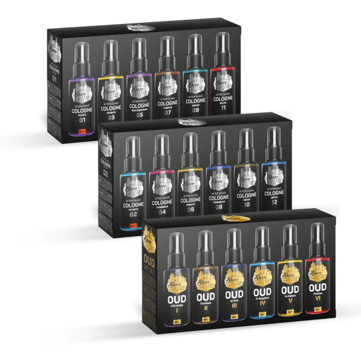 The Shave Factory - OUD After Shave Cologne Giftset Spray - Zestaw upominkowy perfumowanych wód po goleniu 6x50ml