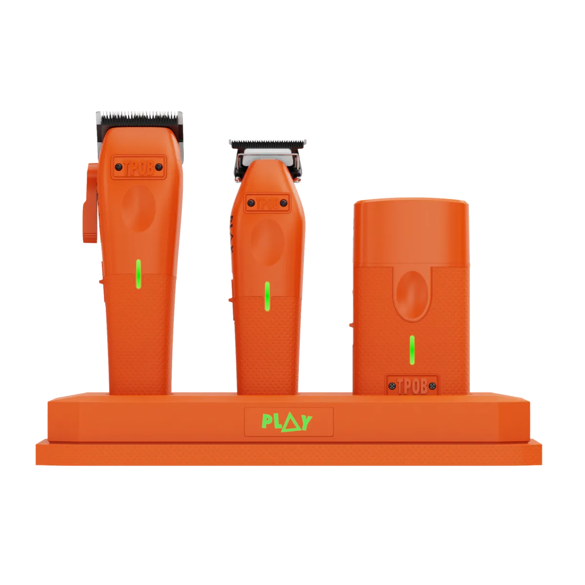 TPOB - PLAY-3-PACK - Orange Edition (Clipper, Trimmer & Shaver with 3-Way Stand) - Zestaw barberski, pomarańczowy