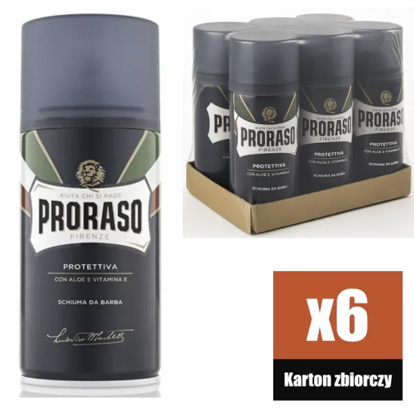 Proraso - Protective, linia Niebieska - Pianka do golenia KARTON 6x300ml