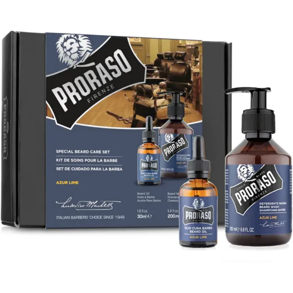 Proraso - Azur Lime - DUOPACK Szampon 200ml i olejek do brody 30ml