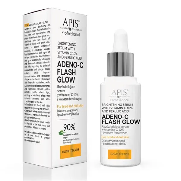 Apis - ADENO-C Flash Glow HOME TERAPIS - Rozświetlające serum do twarzy z witaminą C i kwasem ferulowym - 30ml