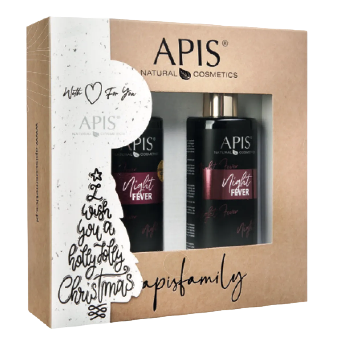 Apis - Night Fever - Nawilżający żel do mycia ciała 300ml, rozświetlający balsam do ciała 300ml - Zestaw Świąteczny