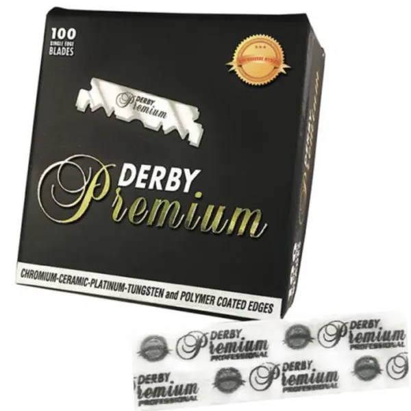 Derby - Premium Half Blades Black - Żyletki połówki do golenia brzytwą 100szt.