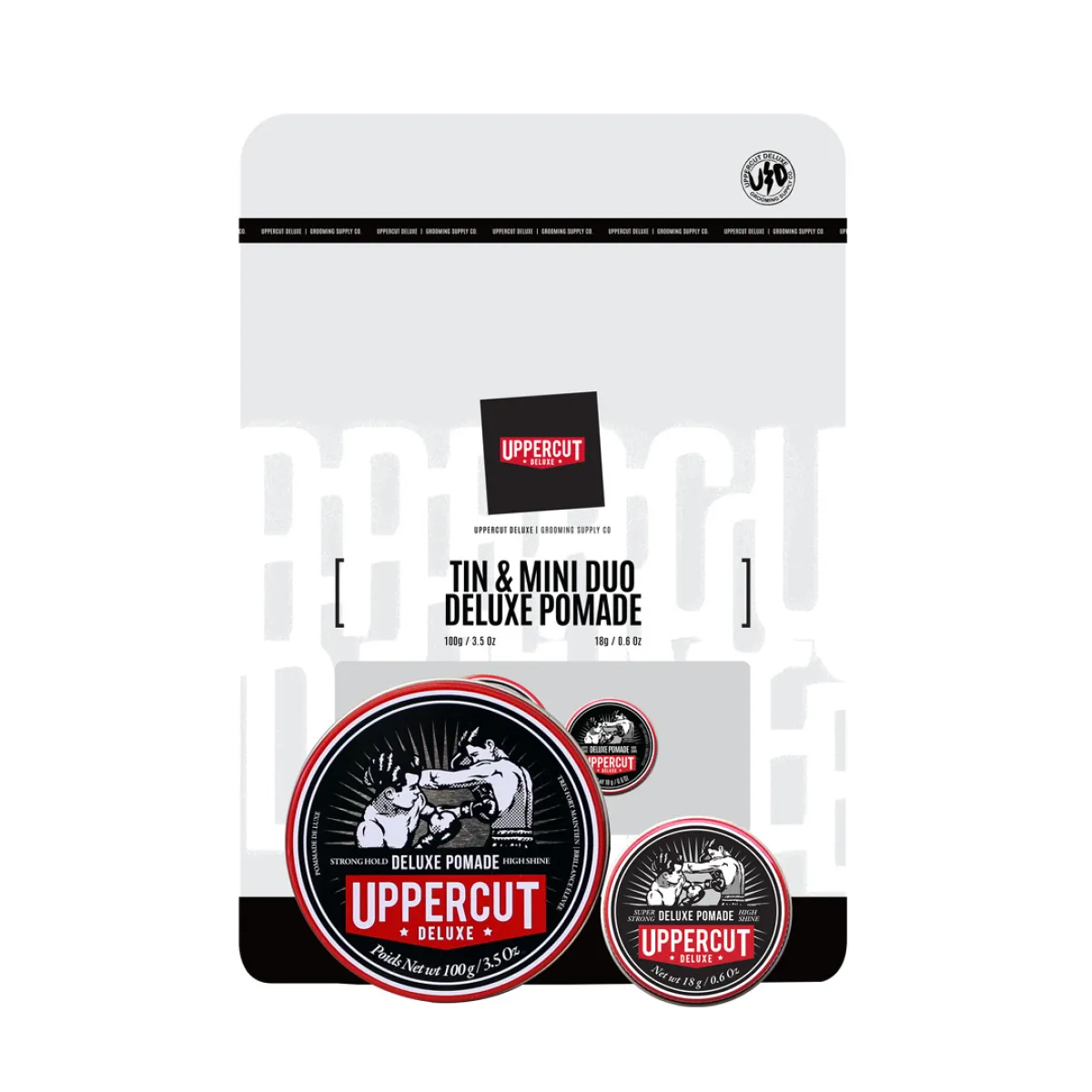 Uppercut Deluxe Tin Duo - Deluxe Pomade - Zestaw prezentowy pomada do włosów 100g + 30g