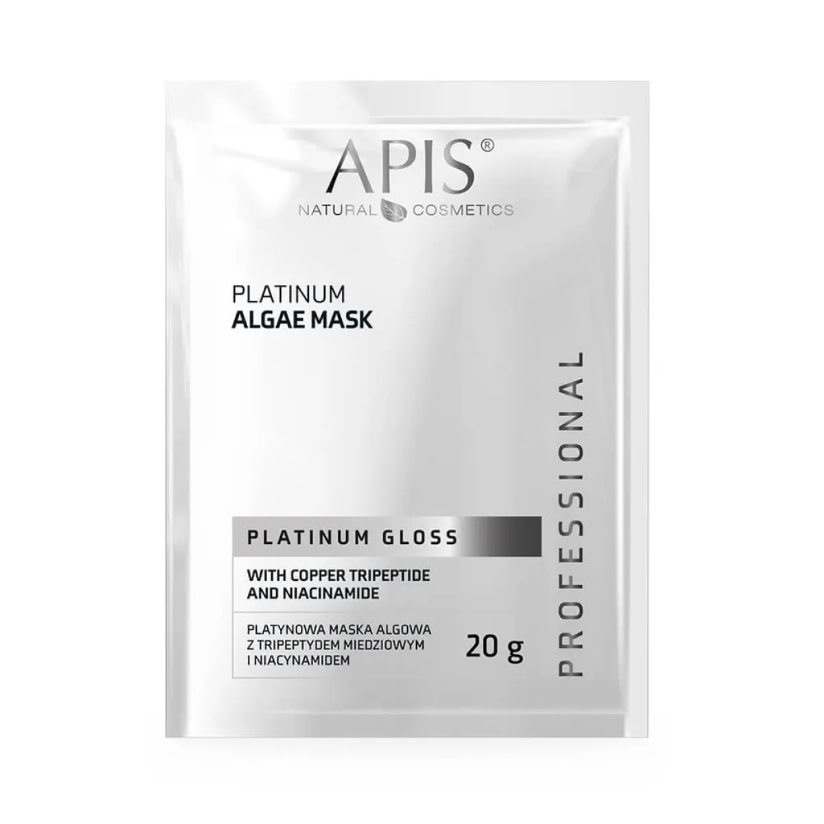 Apis - Platinum Gloss - Platynowa maska algowa do twarzy, z tripeptydem miedziowym i niacynamidem 20g