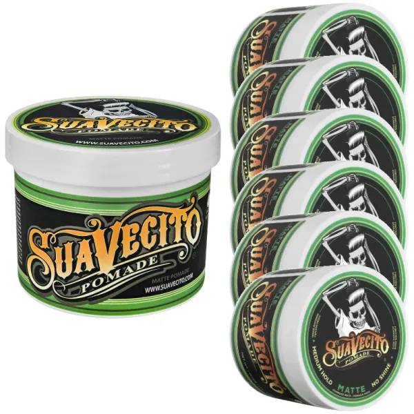 Suavecito - Matte Pomade - Wodna pomada do włosów 6x113g + Pomada 908g - Zestaw