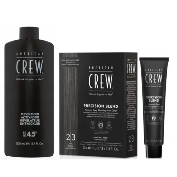 American Crew - Precision Blend - Odsiwiacz do włosów i brody, (2-3) czarny 3x40ml