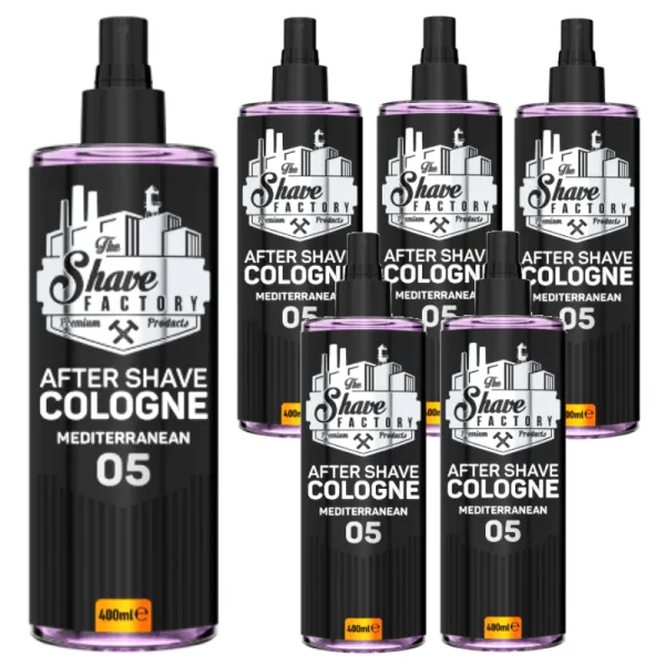 The Shave Factory - Mediterranean 05 After Shave Cologne Spray - Perfumowana Woda Kolońska po Goleniu - Pakiet 6x400ml