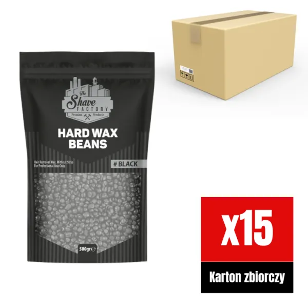 The Shave Factory - Hard Wax Beans Black - Twardy Wosk Do Depilacji w czarnym kolorze KARTON 15x500g