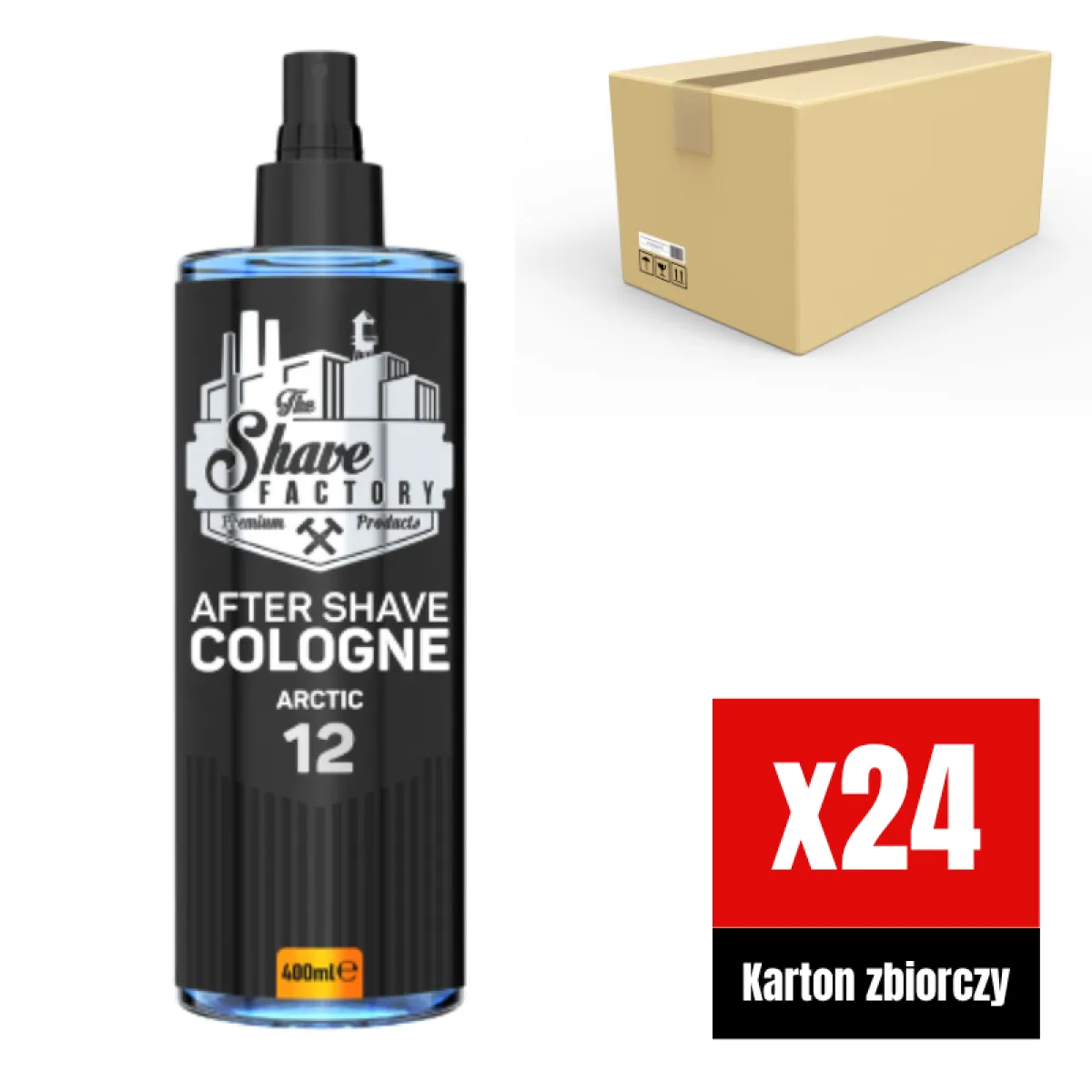 The Shave Factory - Arctic 12 After Shave Cologne Spray - Perfumowana Woda Kolońska po Goleniu KARTON 24x400ml