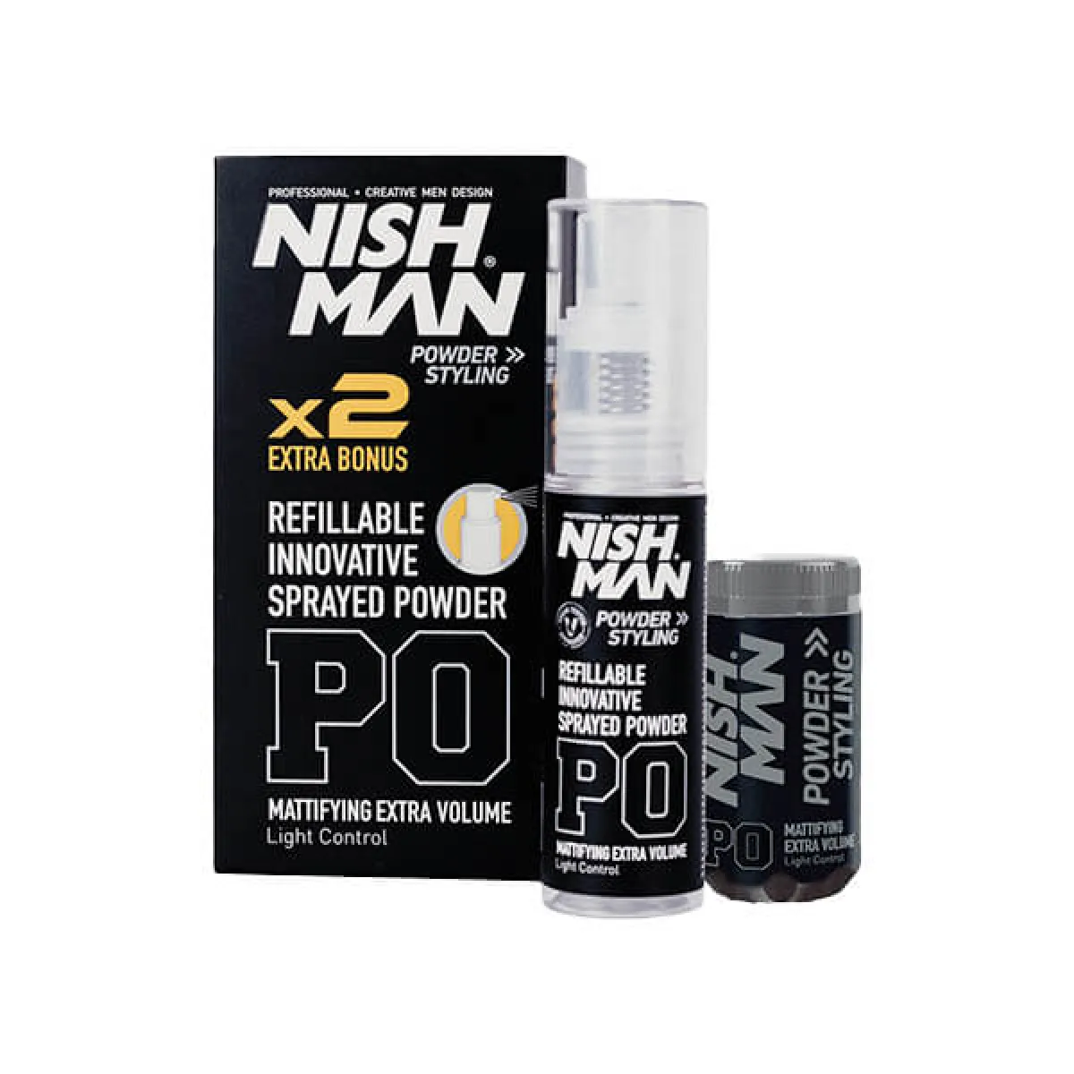 Nishman - P0 Spray Styling Powder - Puder do Włosów w Sprayu z Zapasem 20g + 20g
