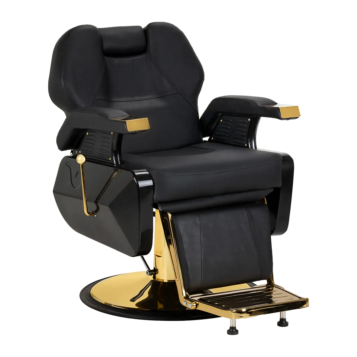 Fotel barberski Hair System New York czarny na złotej podstawie