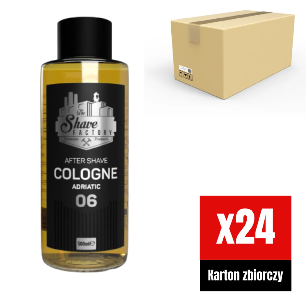 The Shave Factory - Adriatic 06 After Shave Cologne - Perfumowana Woda Kolońska po Goleniu KARTON 24x500ml GLASS
