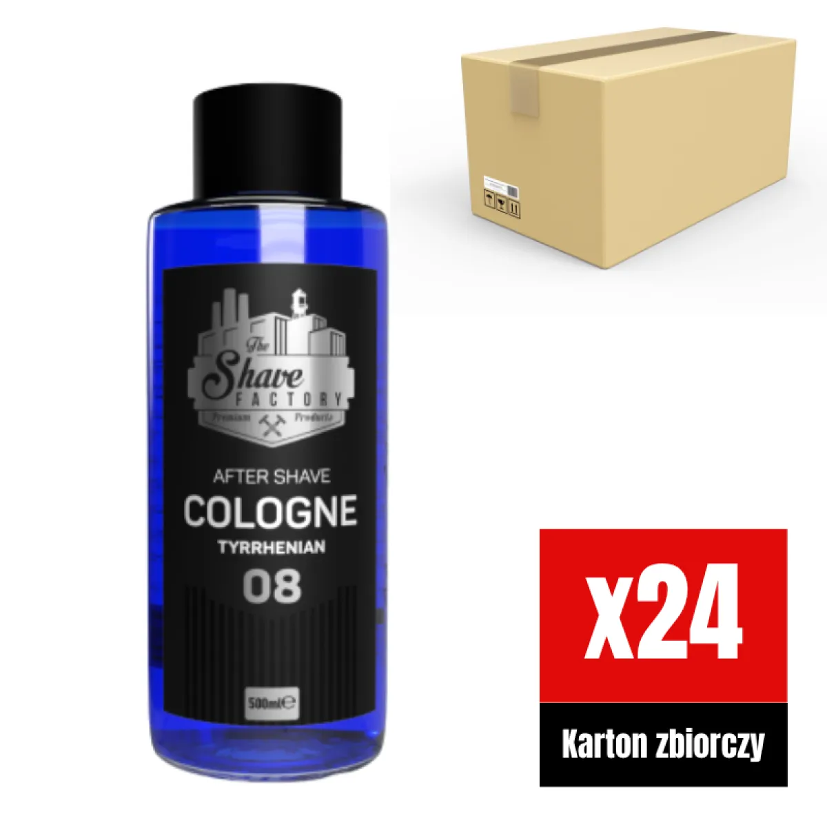 The Shave Factory - Tyrrhenian 08 After Shave Cologne - Perfumowana Woda Kolońska po Goleniu KARTON 24x500ml GLASS