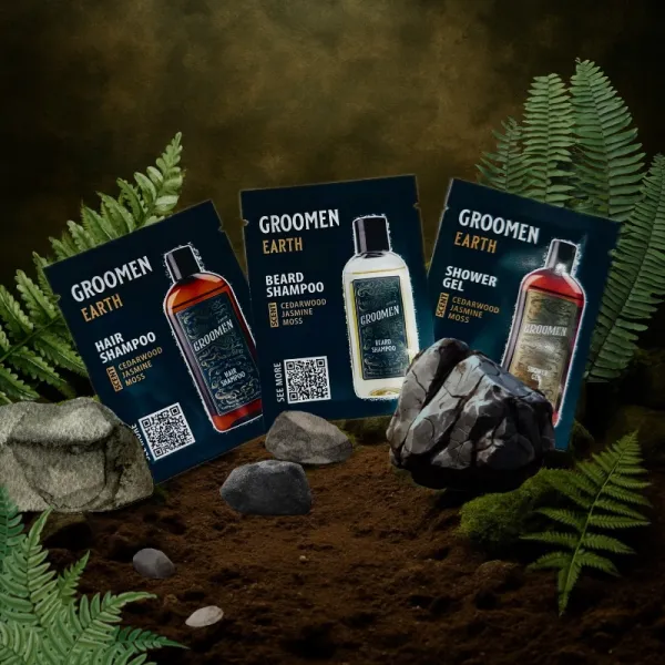 Groomen - Earth - Żel, szampon do brody i włosów - 3x5ml