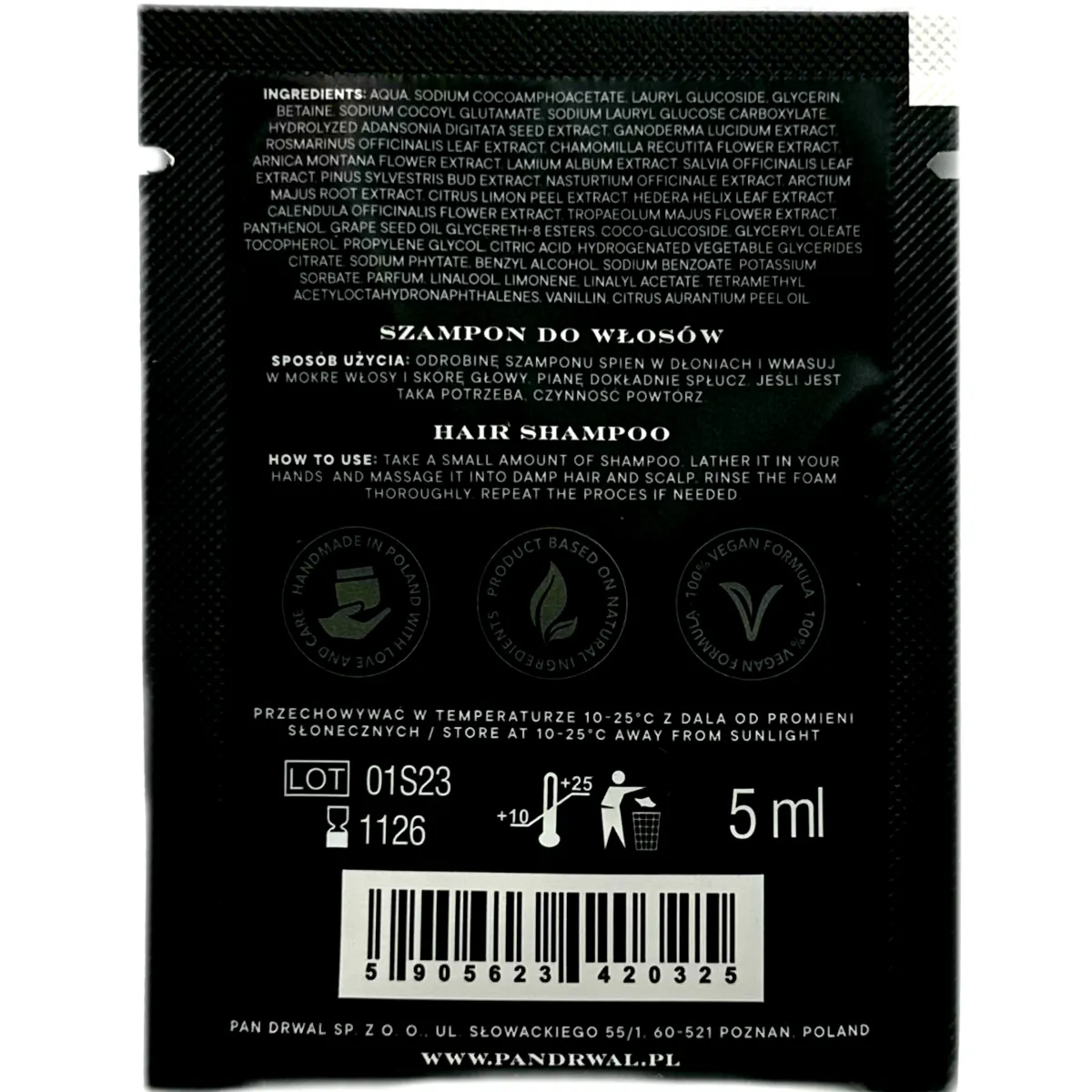 Pan Drwal - Black Hair Shampoo - Szampon do włosów, próbka 5ml