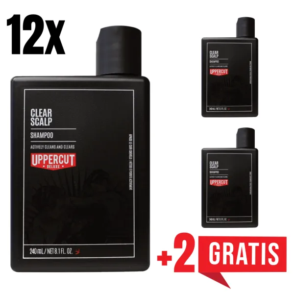 Uppercut Deluxe - Clear Scalp - Przeciwłupieżowy szampon do włosów, oczyszczający skórę głowy 240ml ZESTAW 12+2