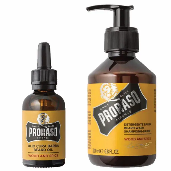 Proraso - Wood & Spice - Szampon i olejek do brody - Zestaw