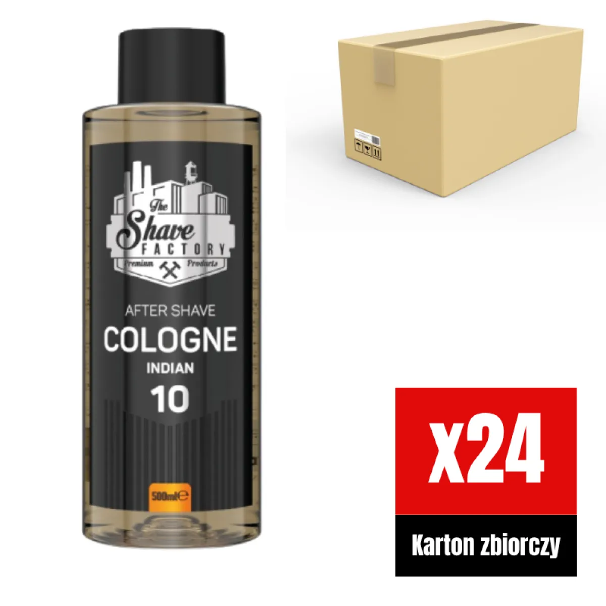 The Shave Factory - Indian 10 After Shave Cologne - Perfumowana Woda Kolońska po Goleniu KARTON 24x500ml