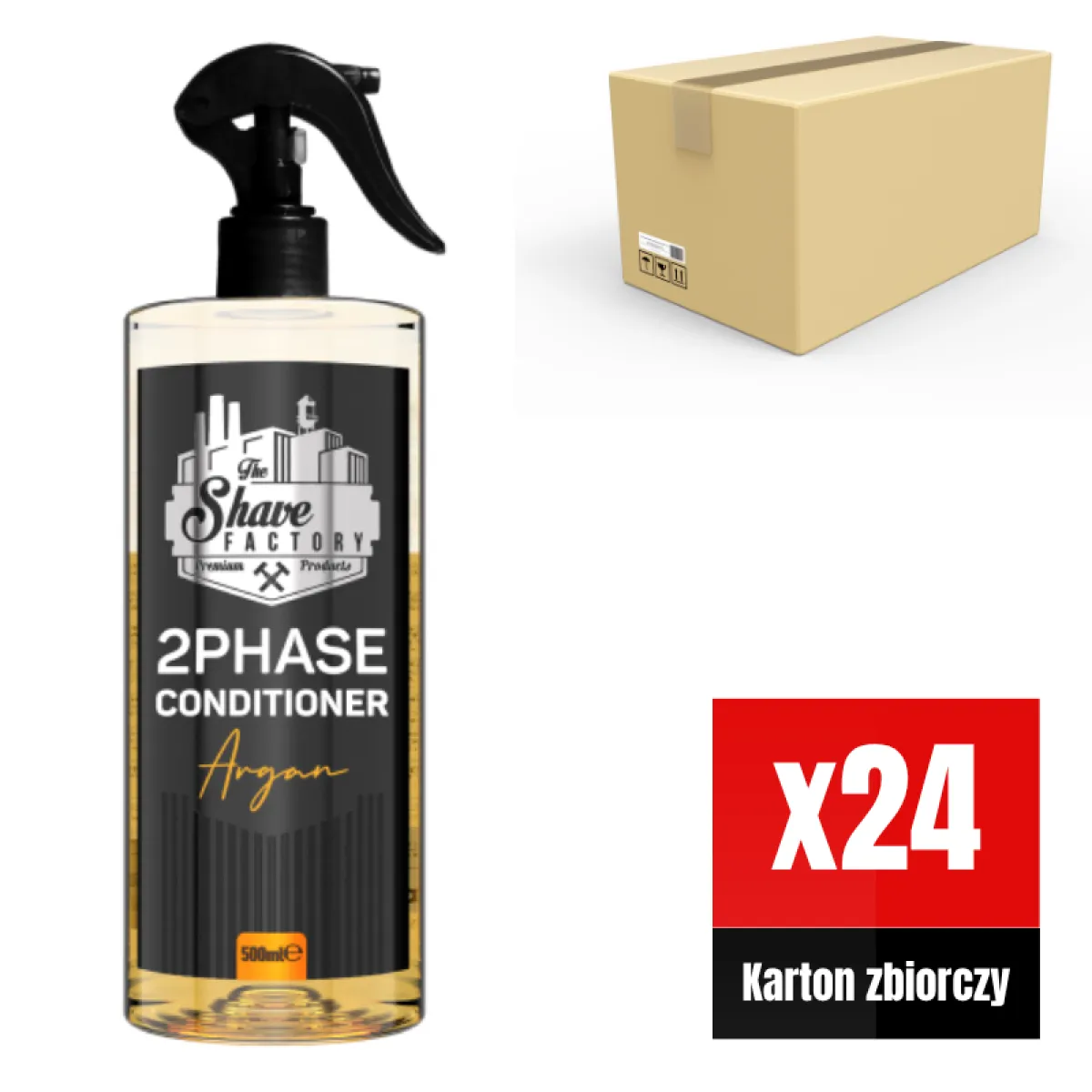 The Shave Factory - Argan 2 Phase Conditioner - Odżywka 2-fazowa z Arganem do Włosów i Brody KARTON 24x500ml