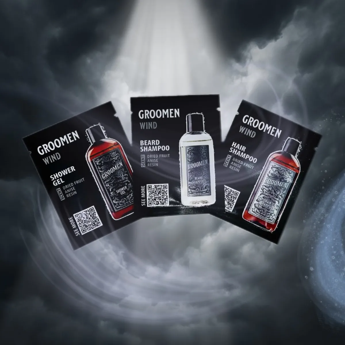 Groomen - Wind - Żel, szampon do brody i włosów - 3x5ml
