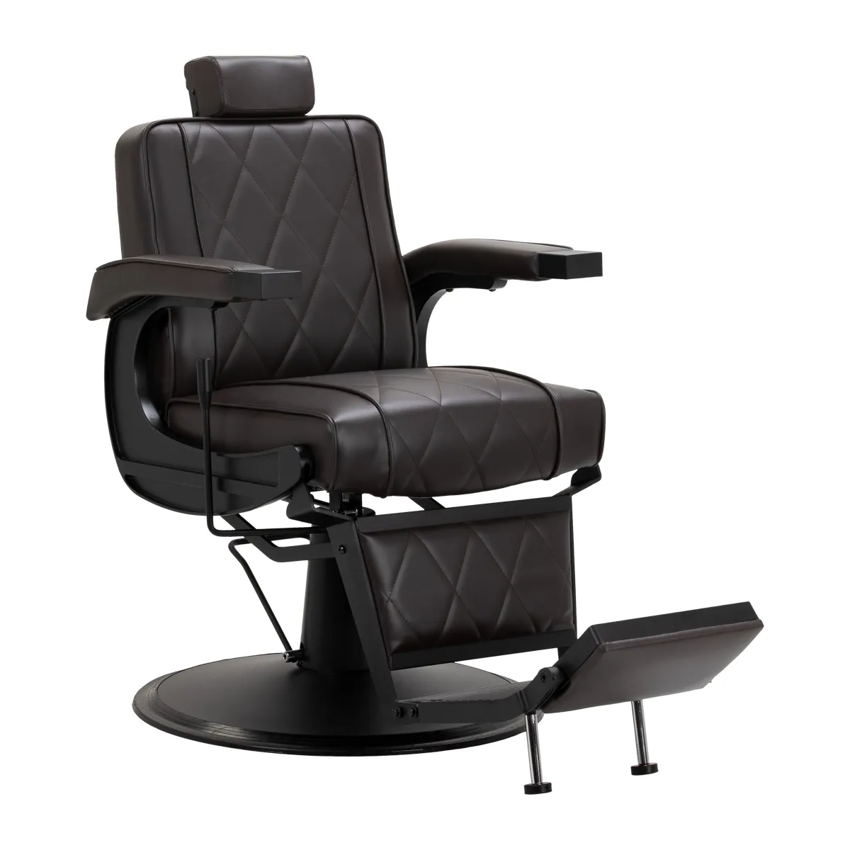 Fotel barberski Hair System BM88066B brązowy na czarnej podstawie