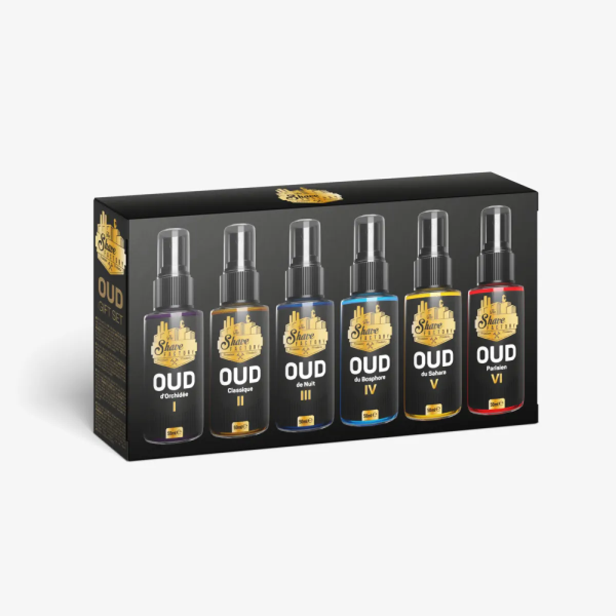 The Shave Factory - OUD After Shave Cologne Giftset Spray - Zestaw upominkowy perfumowanych wód po goleniu 6x50ml