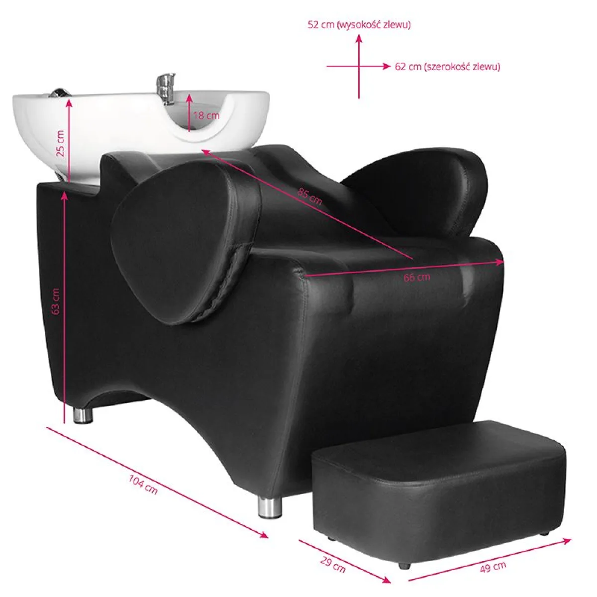 Myjnia fryzjerska Hair System HSB46 czarna