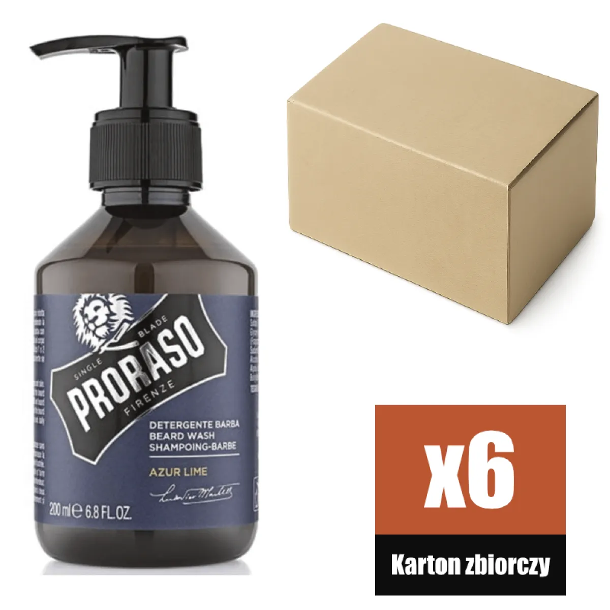 Proraso - Azur Lime - Szampon do brody KARTON 6x200ml